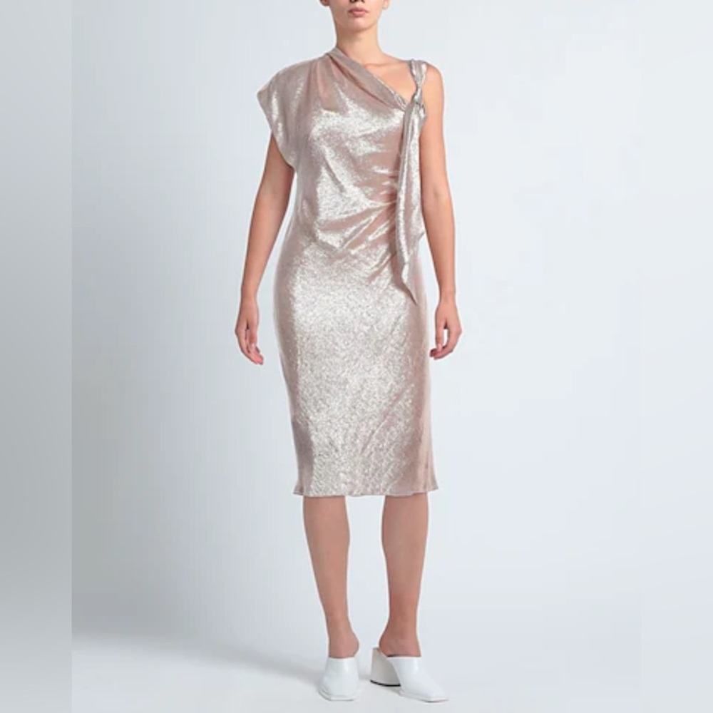 Celine light pink silk midi dress